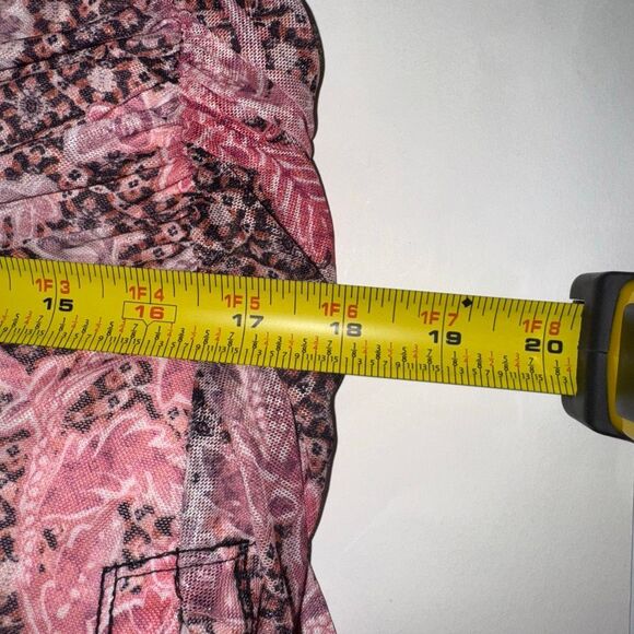 Anthropologie The Maya Ruched Cowl-Neck Mesh Midi Dress | Medium | Pink Floral P - Picture 10 of 10